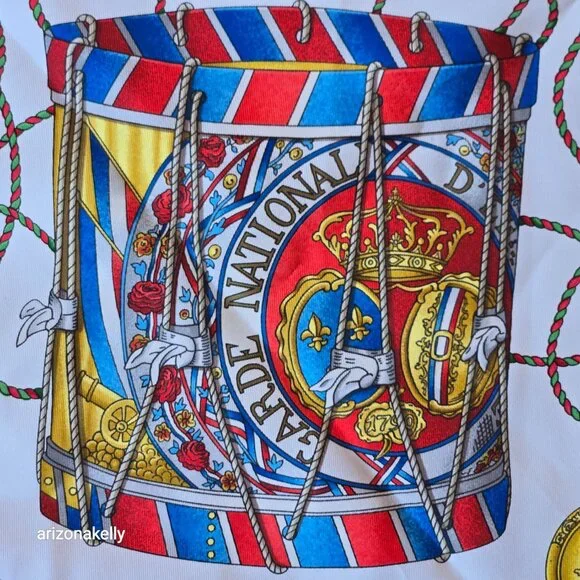 Hermès 'Les Tambours' Silk Scarf Red